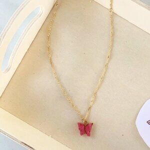 Pink Butterfly Necklace 🦋